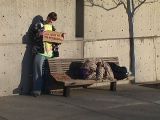 tak and his new friend on 2/6/00 Panhandling Day.