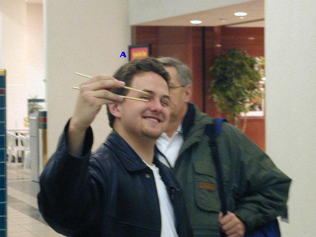 A  showing us his chopstick prowess.