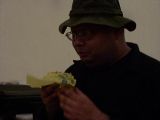Bloodrose eating a tasty sandwich.
