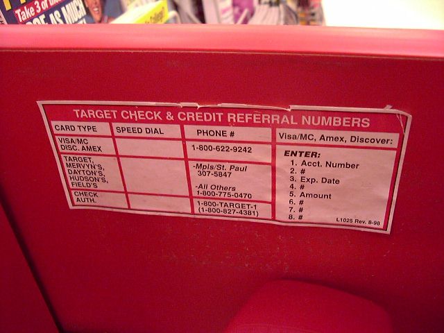 Credit Verifacation numbers used by Target.