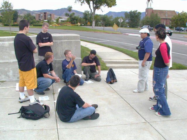 Just talking before the protest.