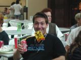 Kweejee eating his Defcon 9 badge.