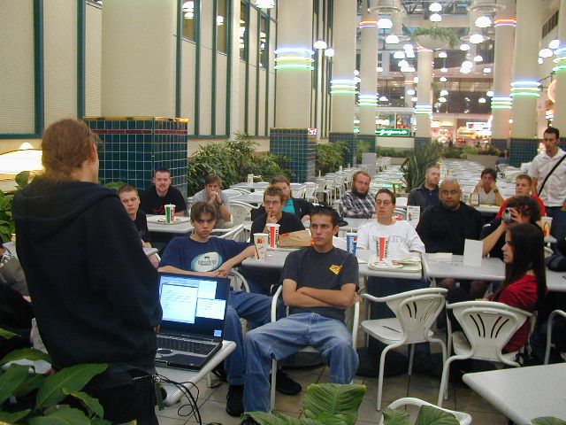 Stauf giving a talk on SLC Wireless.