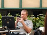 Kampf playing with his Sidekick.