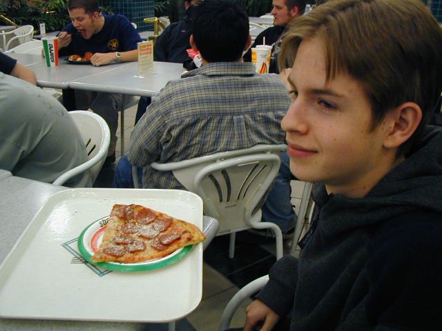 Geltab, and a slice of pizza.