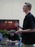 Manic Velocity begins his talk on iTunes 4.