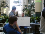 Oldskools brought a white-board to help illustrate the talk that he would soon give at DefCon 11.